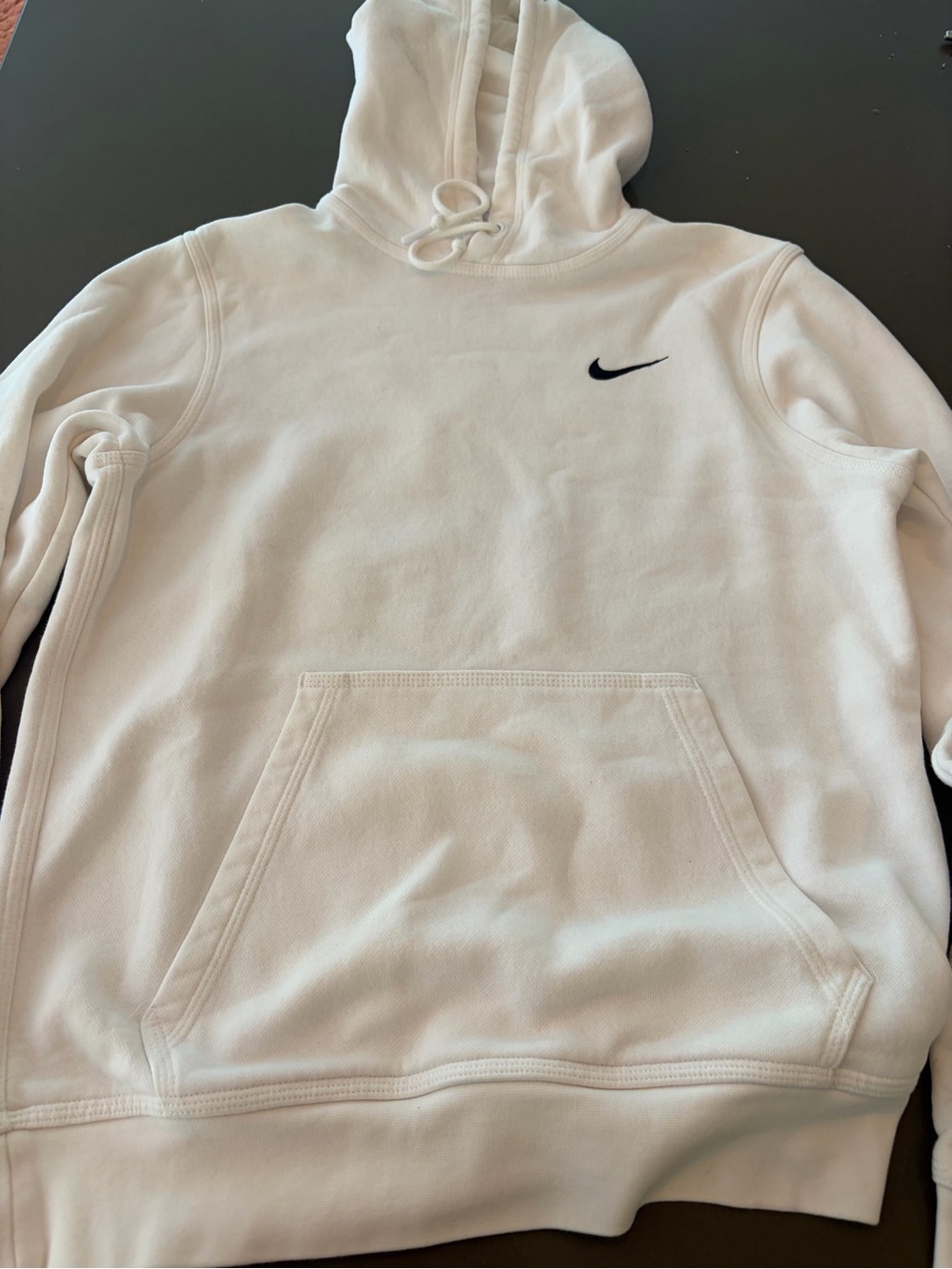 Nike White Crewneck Hoodie with Black Swoosh